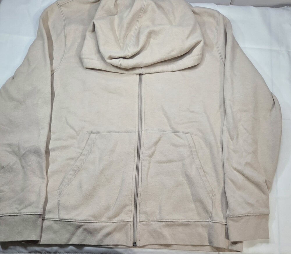 Tek Gear Ultrasoft Fleece Zip Hoodie Size Large Beige Kangaroo Pocket Sku 0414